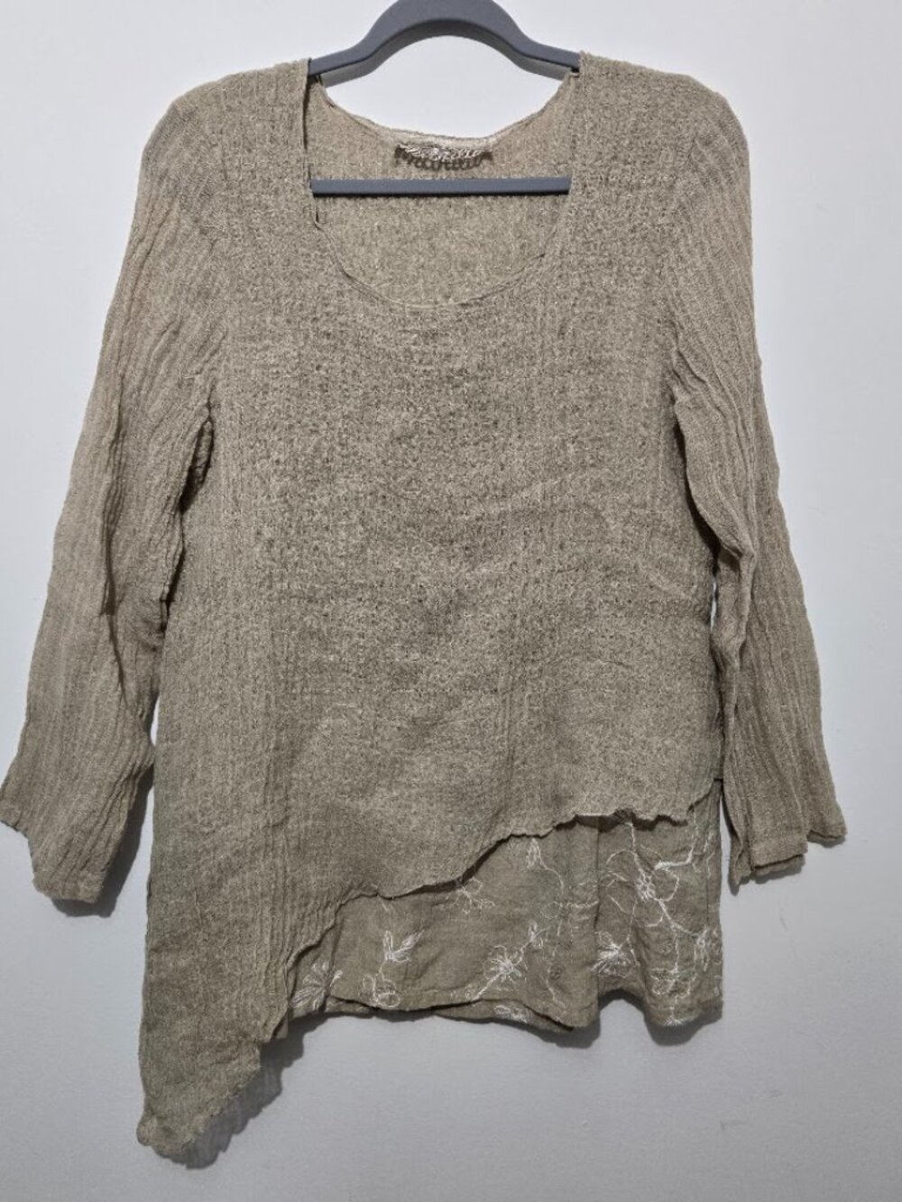 Marilu Linen Asymmetric Lagenlook Tunic Top Size M Boho Quiet Luxury Italy Artsy